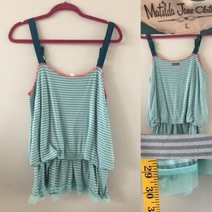 Matilda Jane sz L tank. Striped. Gather the waist